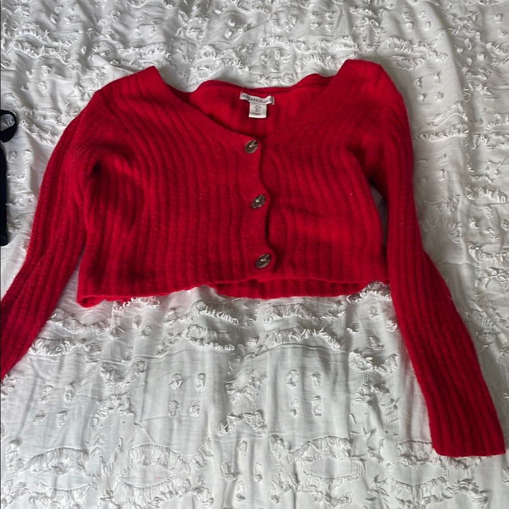 Sincerely Jules Vibrant Red Cropped Cardigan
